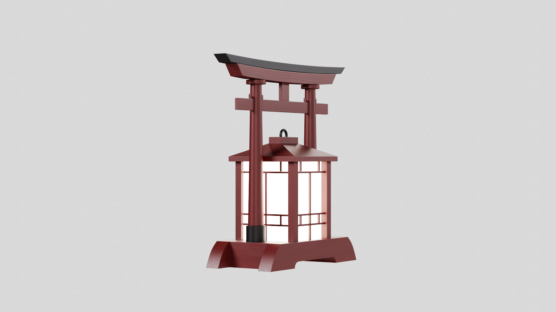 Japanese Red Tori lantern lamp 3D model_6