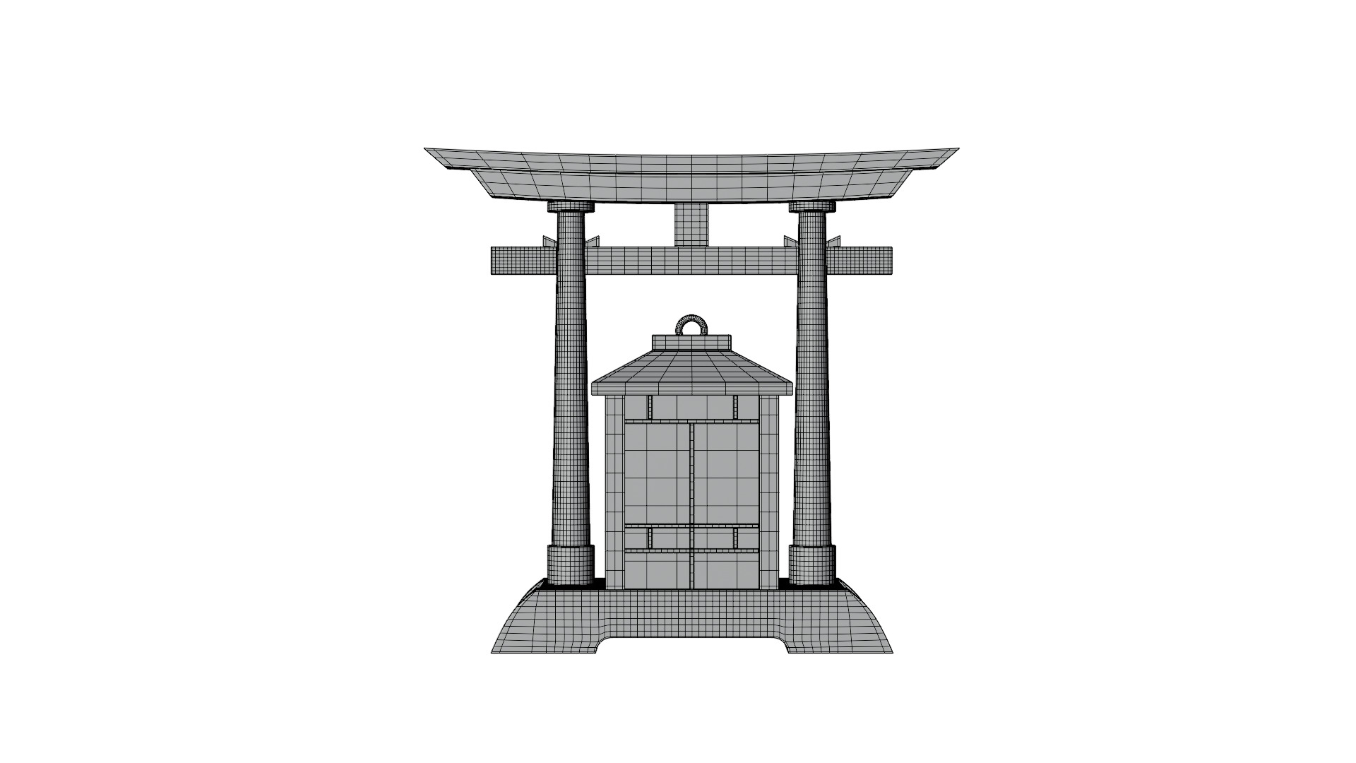 Japanese Red Tori lantern lamp 3D model_8