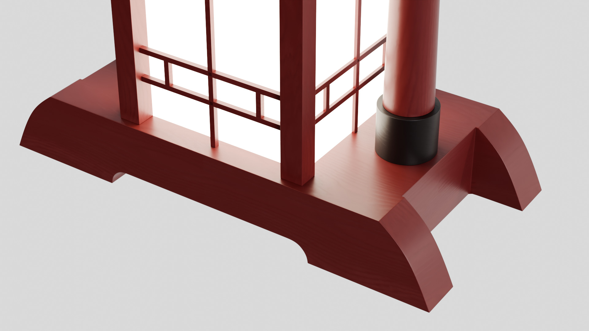 Japanese Red Tori lantern lamp 3D model_2