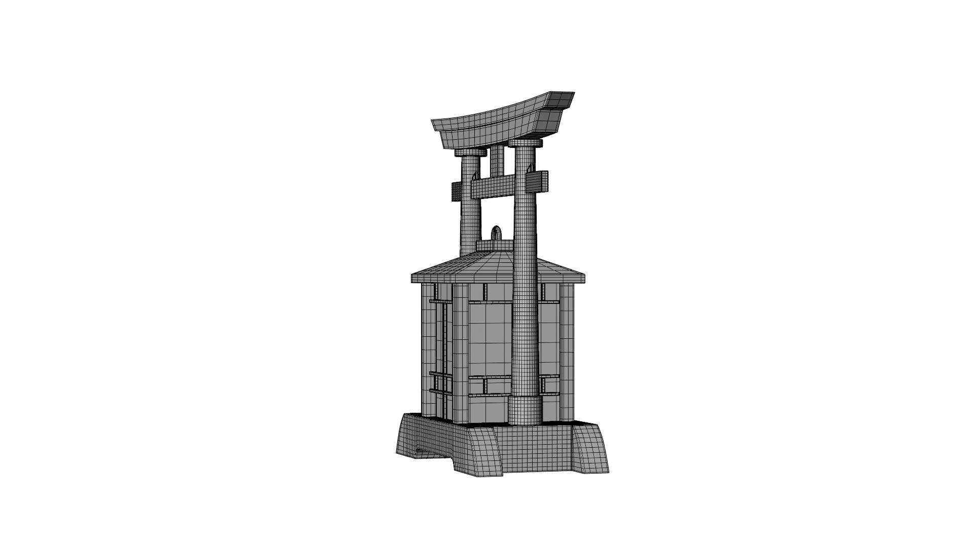 Japanese Red Tori lantern lamp 3D model_7