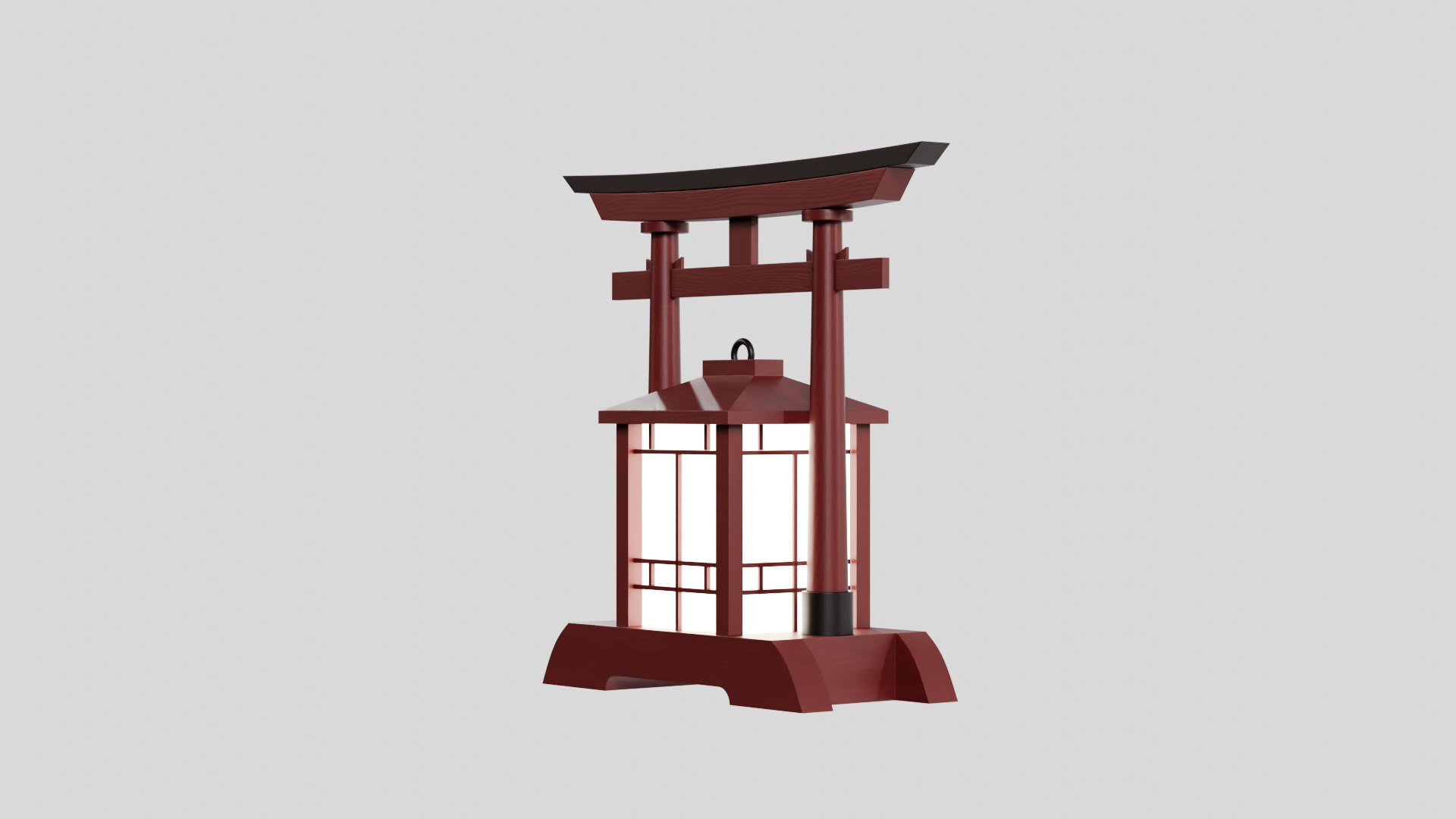 Japanese Red Tori lantern lamp 3D model_5