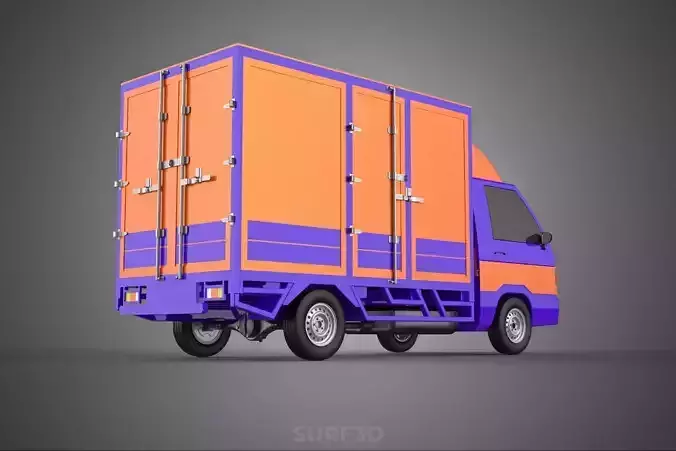 FEDEX BOX TRUCK PICKUP CARGO FREIGHT CUBE VAN CAR COURIER PARCEL 3D model