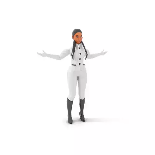 Elegant Female Character Model Rigged and Animated in White Uniform