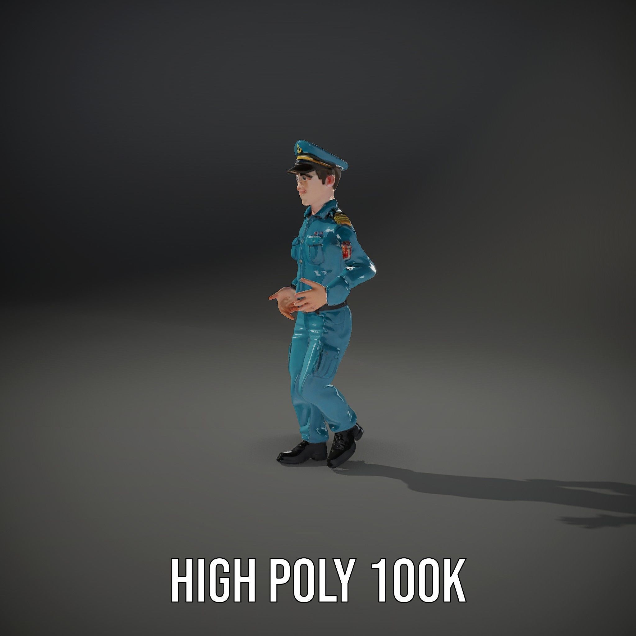Young Naval Officer Character Model Rigged and Animated Low-poly 3D model_33