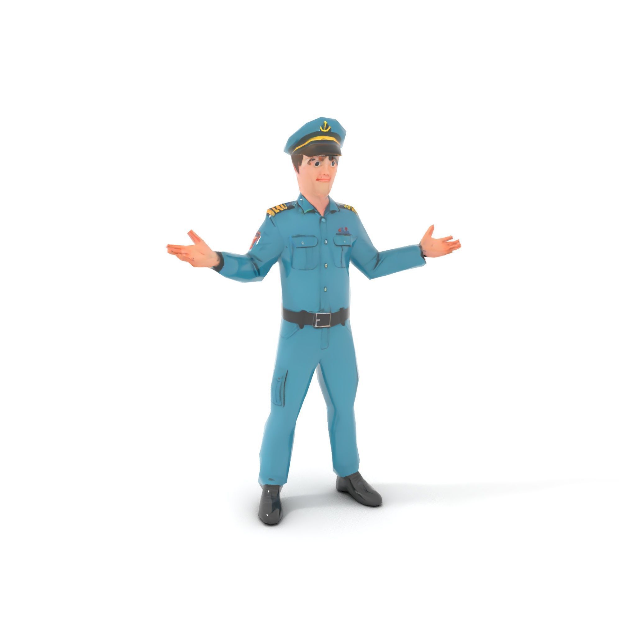Young Naval Officer Character Model Rigged and Animated Low-poly 3D model_11