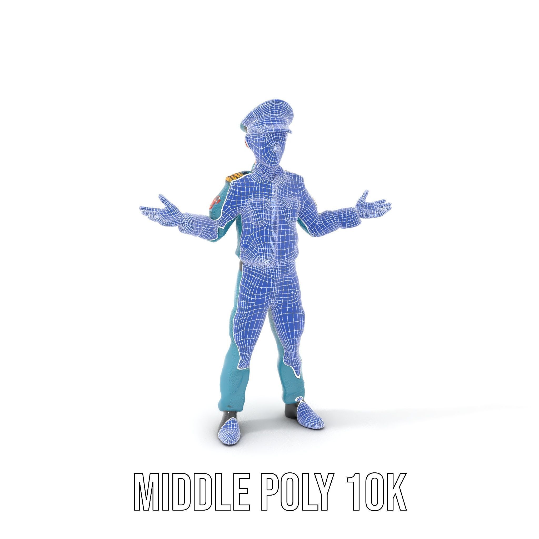 Young Naval Officer Character Model Rigged and Animated Low-poly 3D model_26