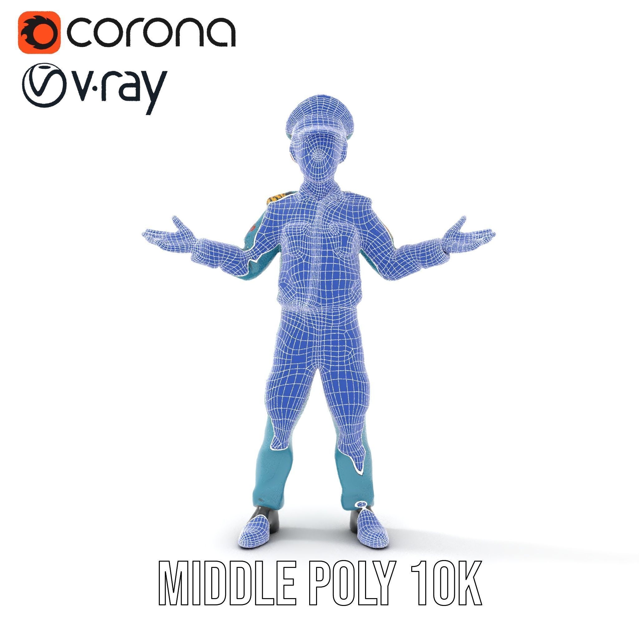 Young Naval Officer Character Model Rigged and Animated Low-poly 3D model_34