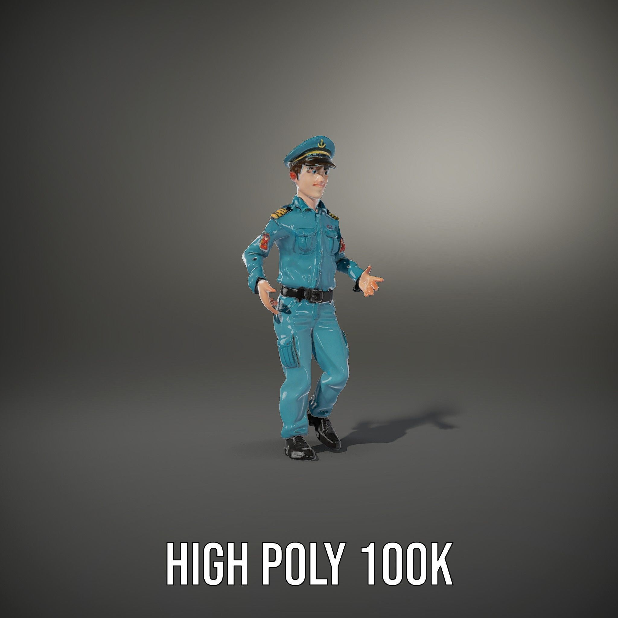 Young Naval Officer Character Model Rigged and Animated Low-poly 3D model_36