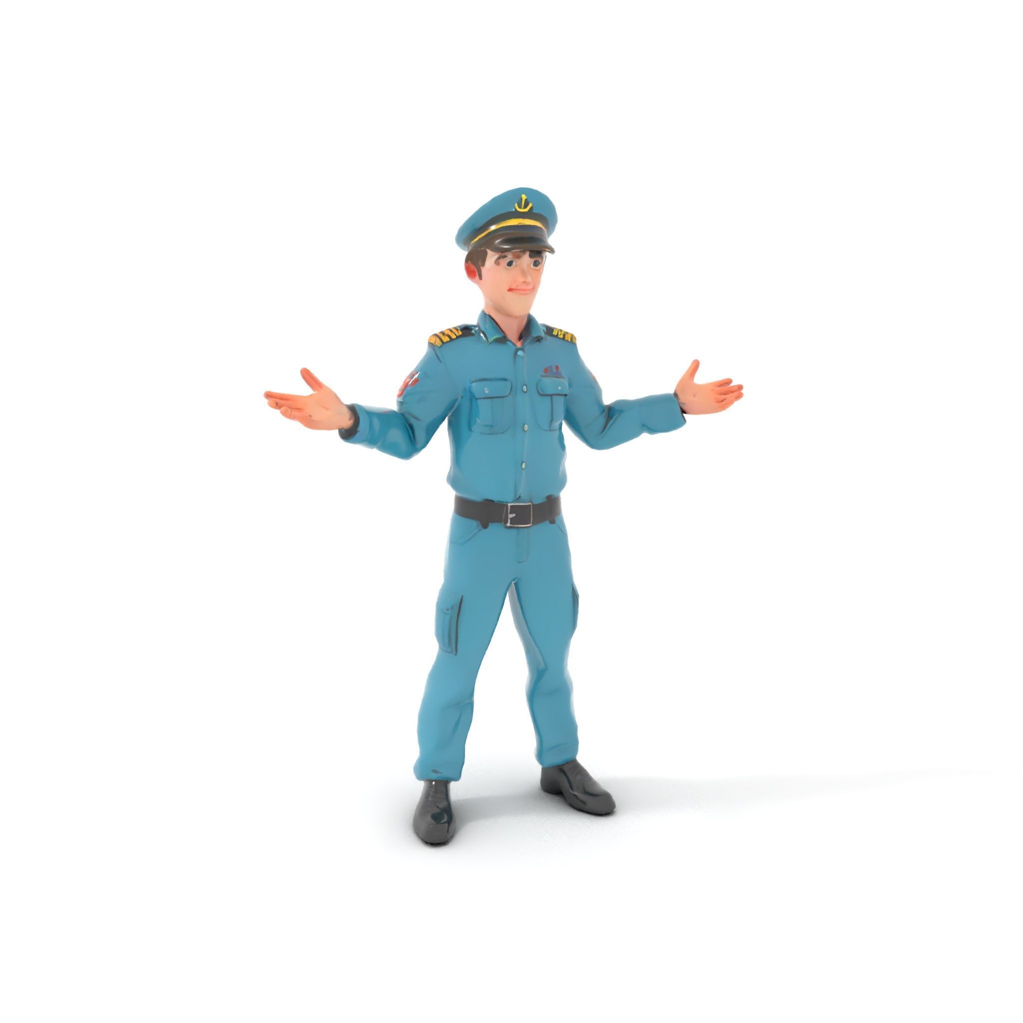 Young Naval Officer Character Model Rigged and Animated Low-poly 3D model_12