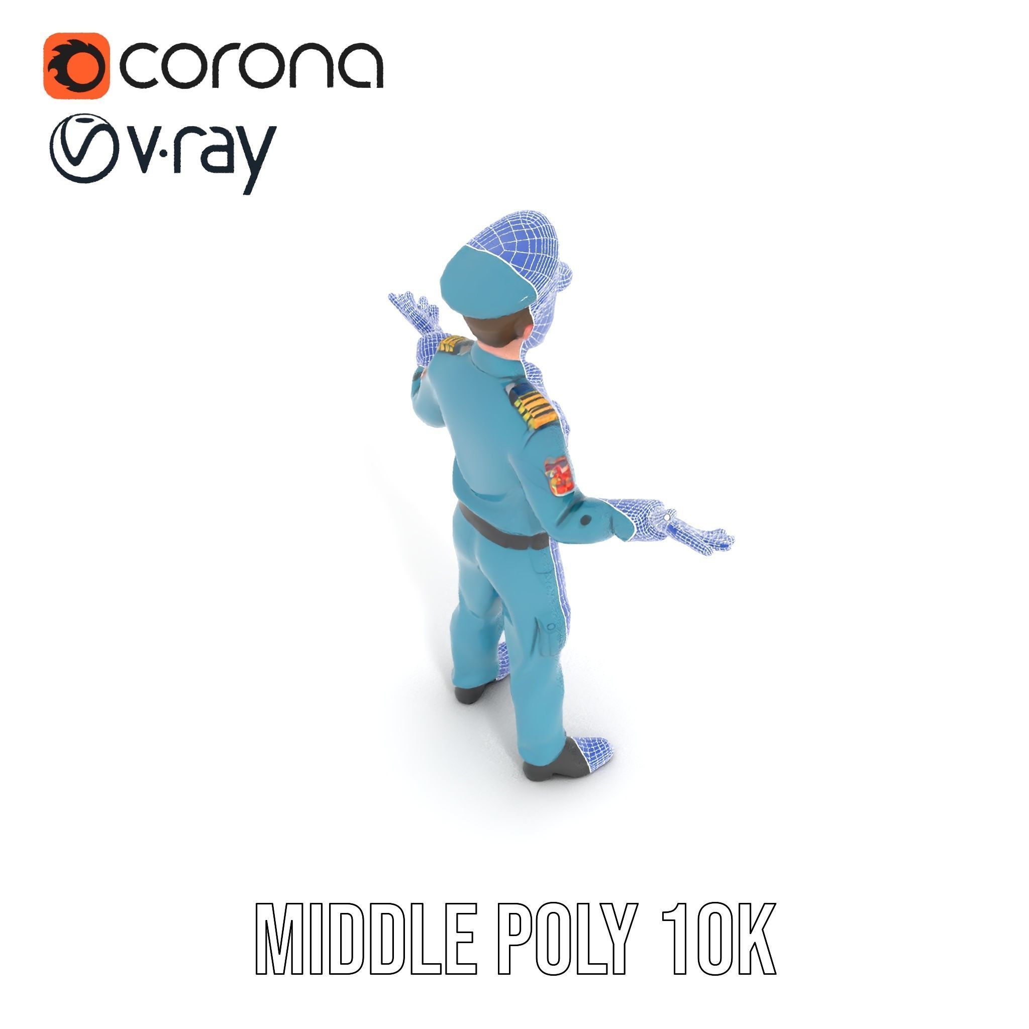 Young Naval Officer Character Model Rigged and Animated Low-poly 3D model_21