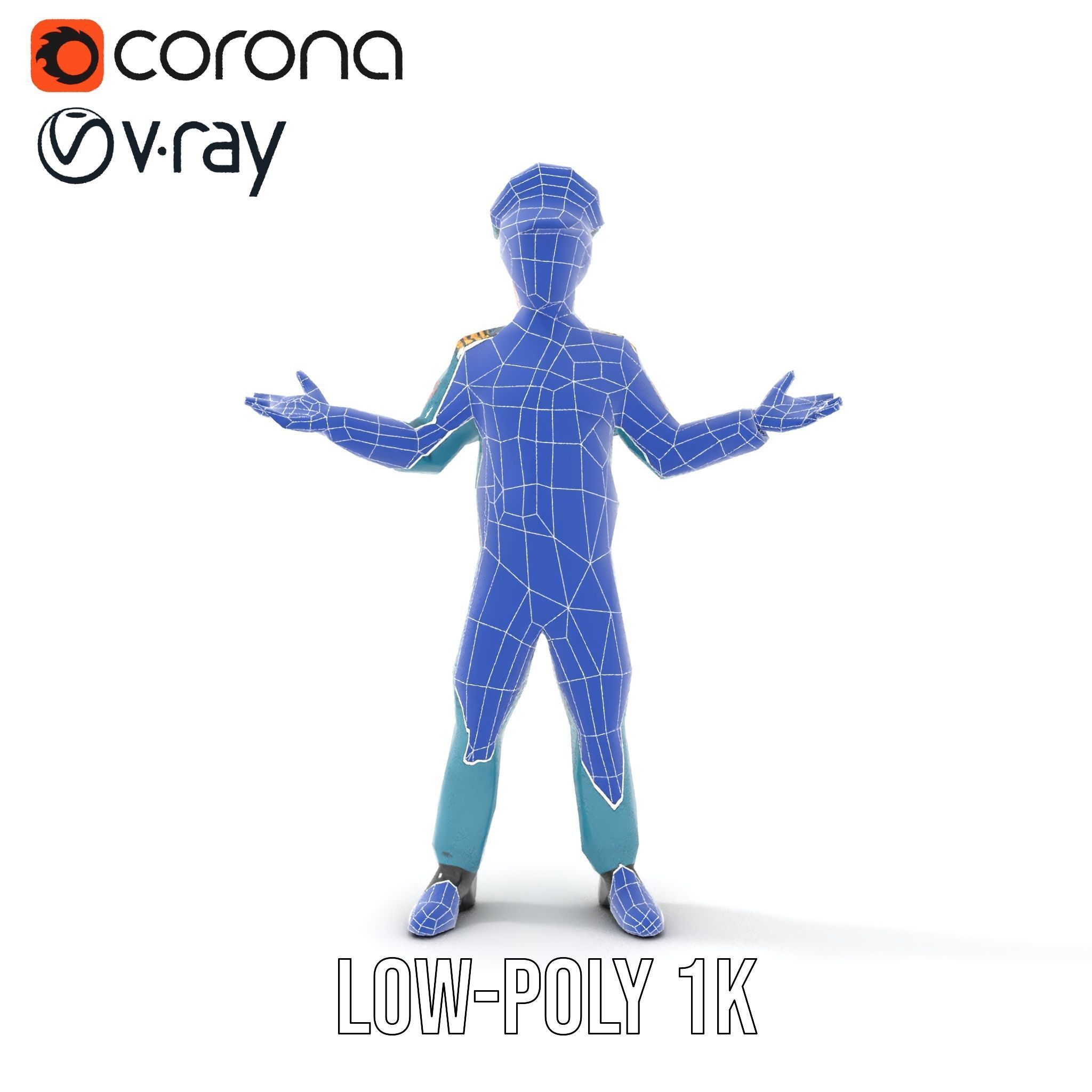 Young Naval Officer Character Model Rigged and Animated Low-poly 3D model_30