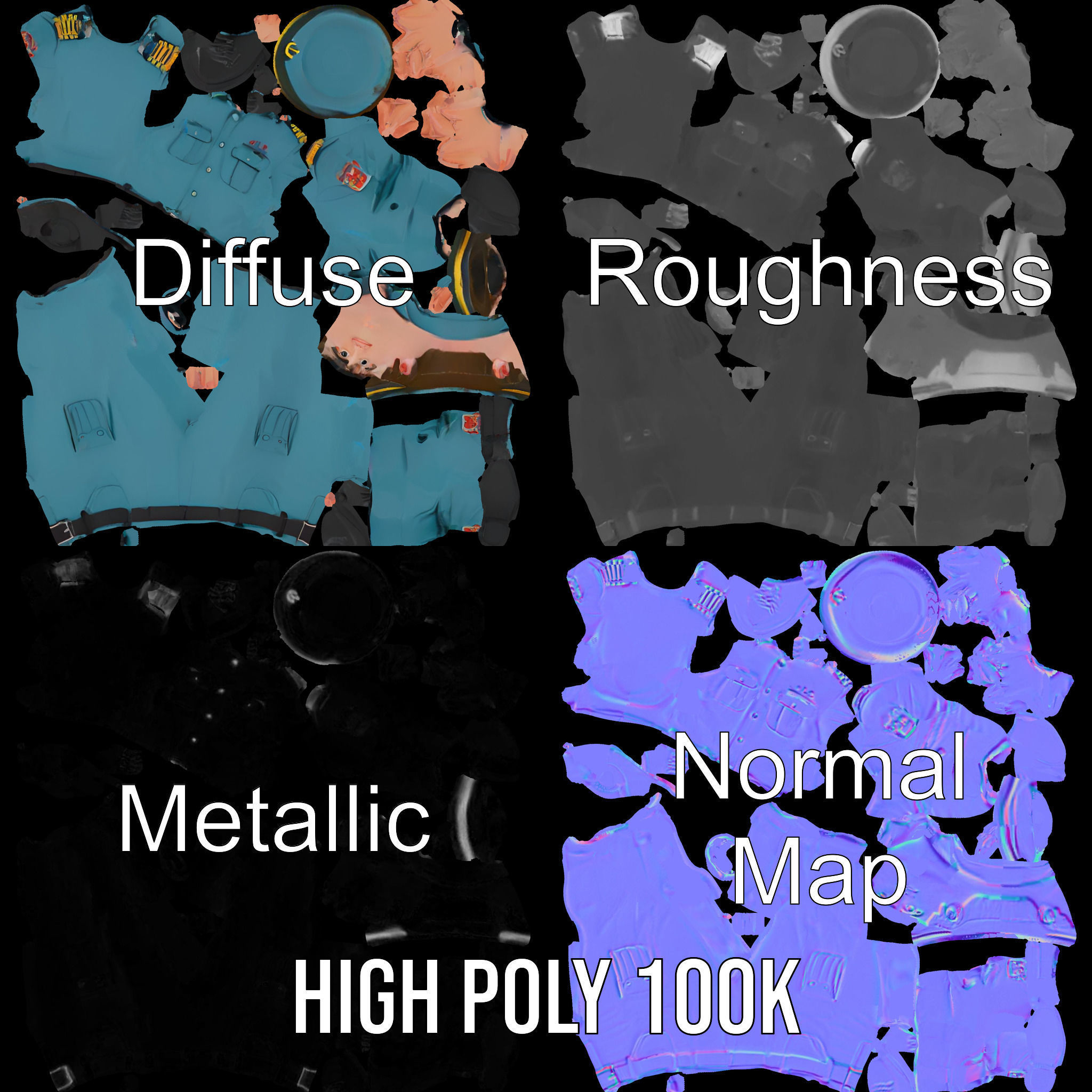 Young Naval Officer Character Model Rigged and Animated Low-poly 3D model_3