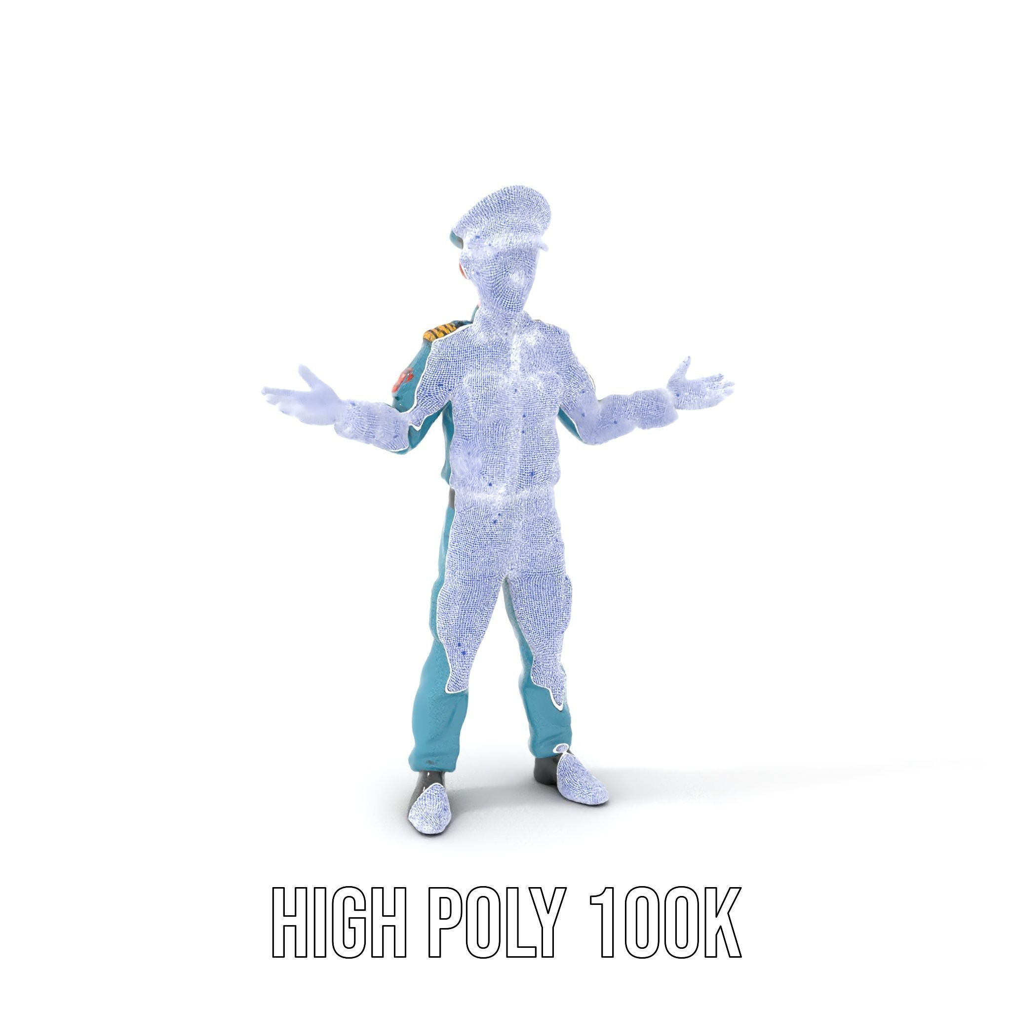 Young Naval Officer Character Model Rigged and Animated Low-poly 3D model_4