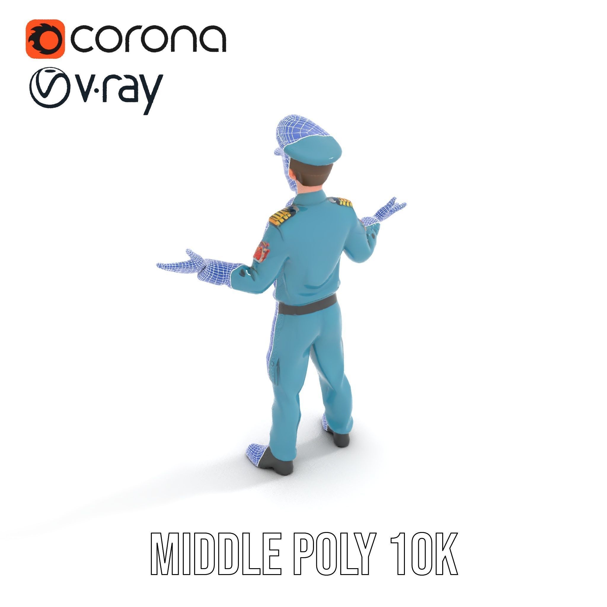 Young Naval Officer Character Model Rigged and Animated Low-poly 3D model_15