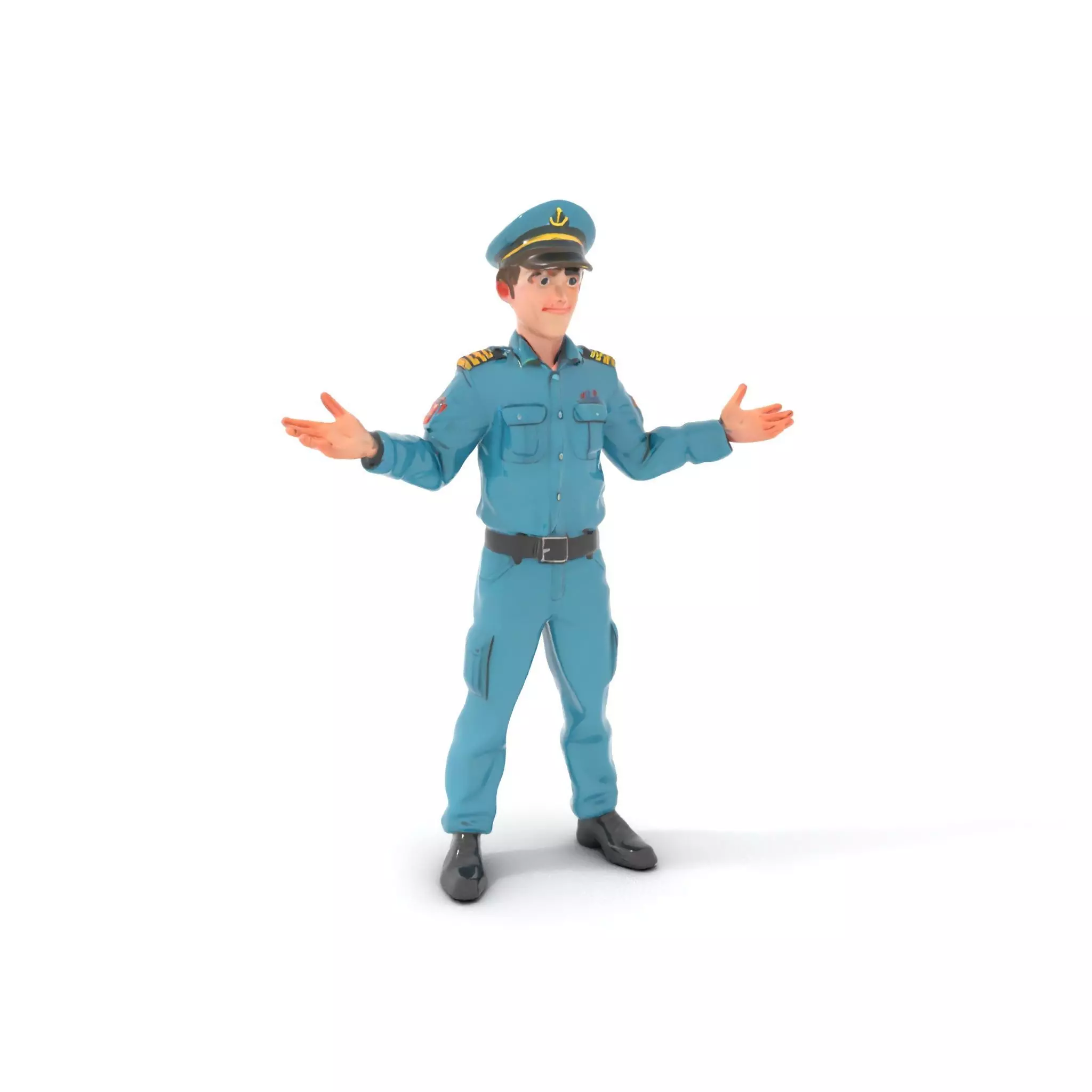 Young Naval Officer Character Model Rigged and Animated Low-poly 3D model_0