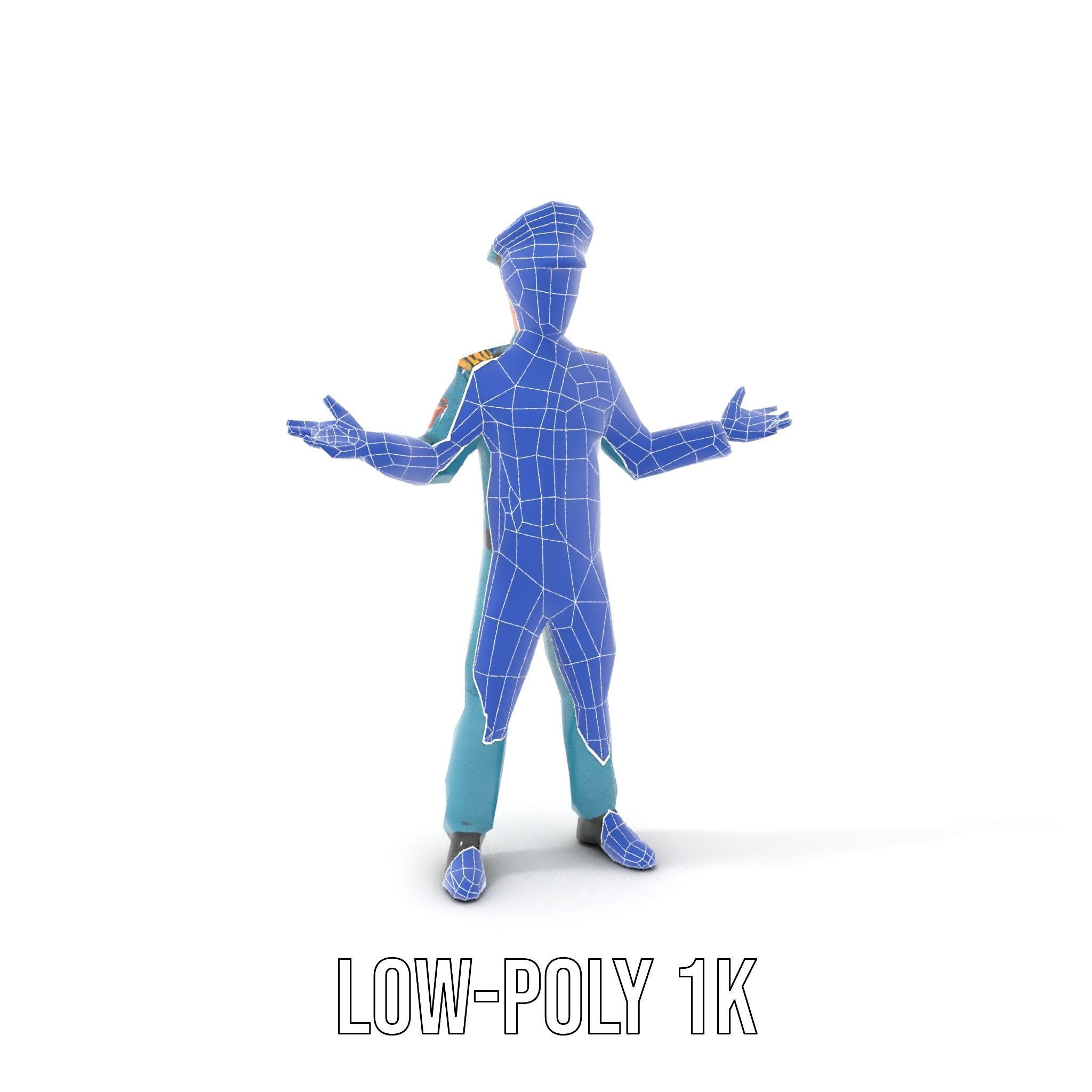 Young Naval Officer Character Model Rigged and Animated Low-poly 3D model_13