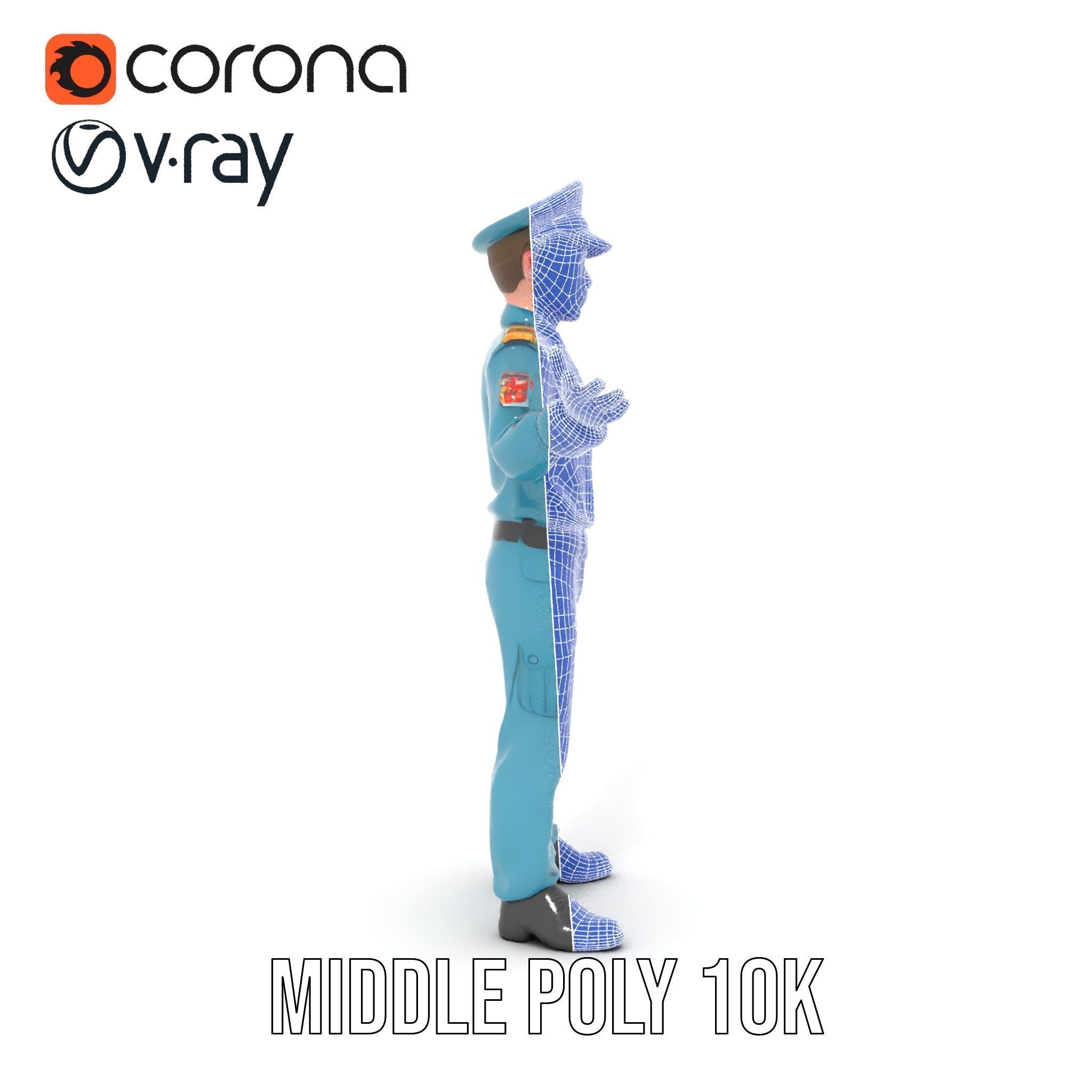 Young Naval Officer Character Model Rigged and Animated Low-poly 3D model_32