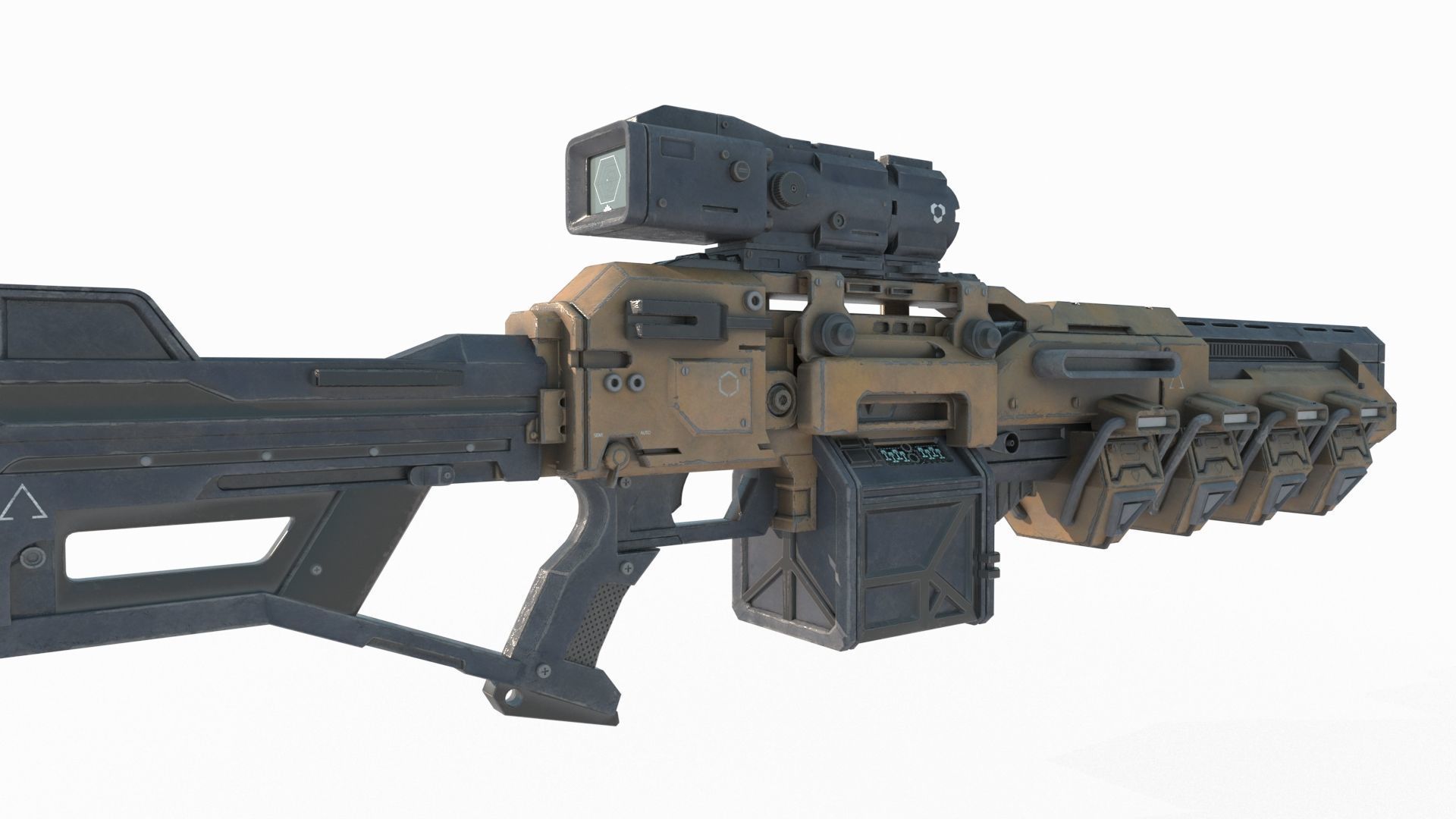 Future sci-fi weapon laser gun 3D model_5