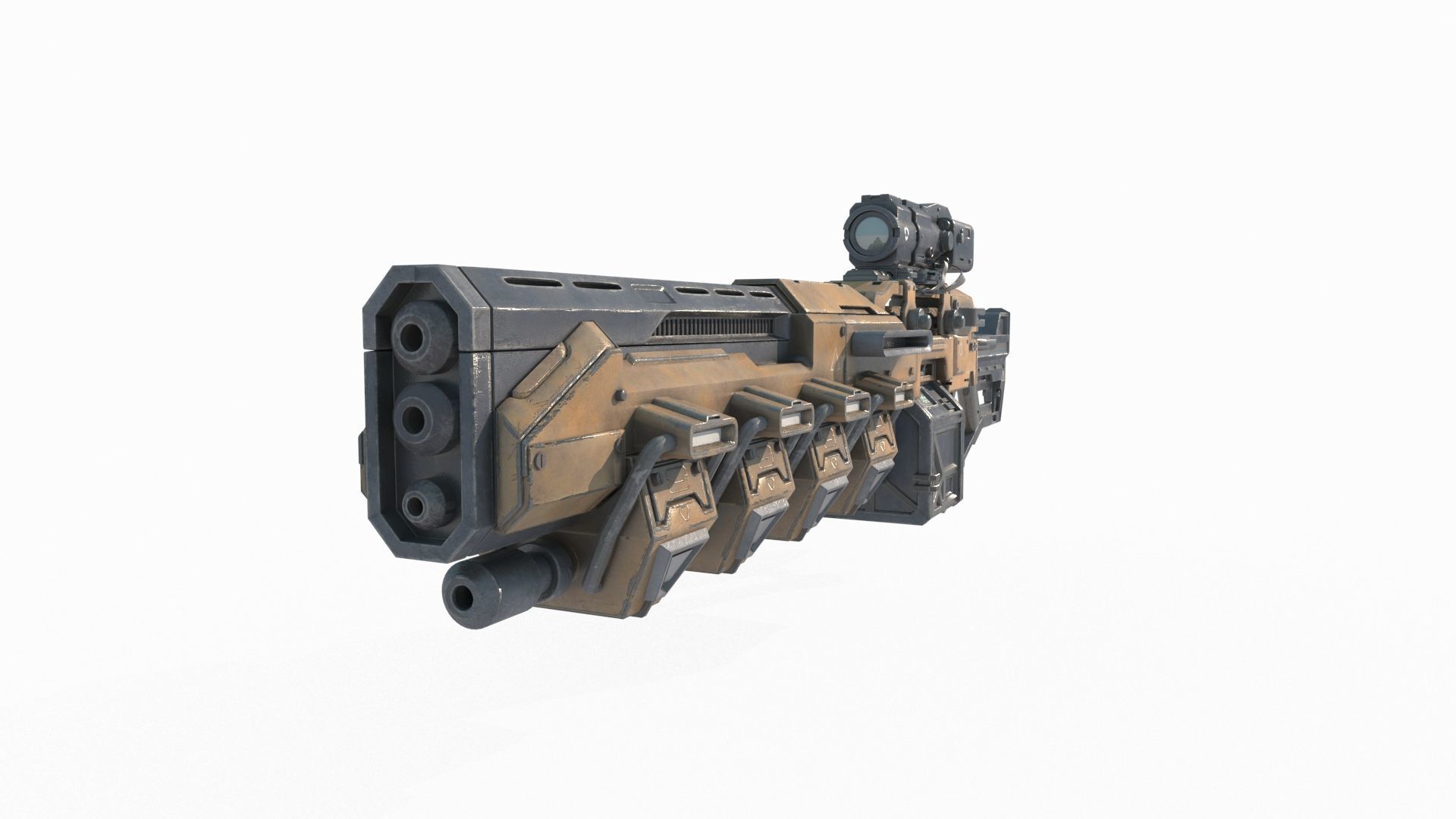 Future sci-fi weapon laser gun 3D model_2