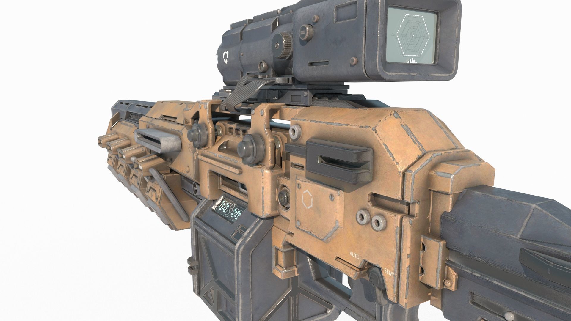 Future sci-fi weapon laser gun 3D model_8