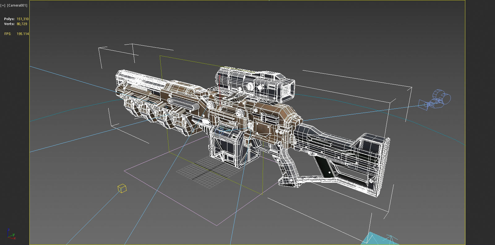 Future sci-fi weapon laser gun 3D model_7