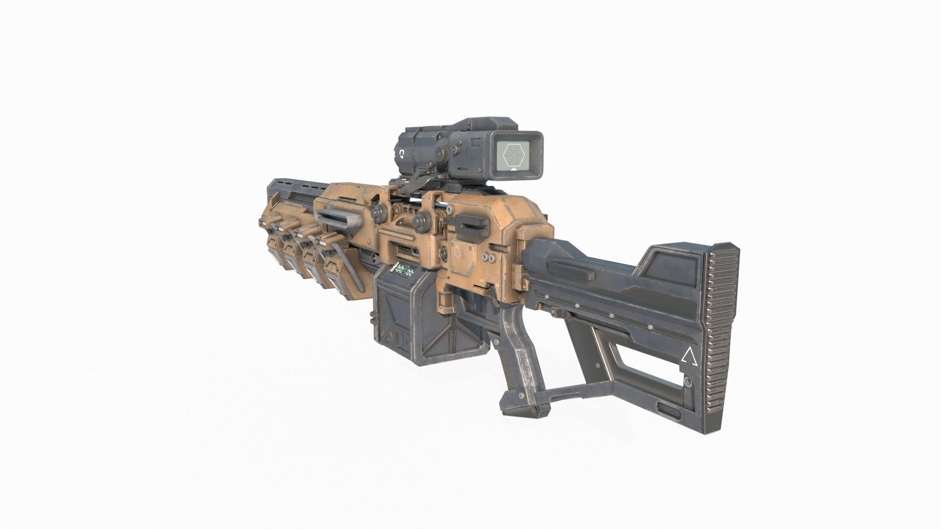 Future sci-fi weapon laser gun 3D model_9