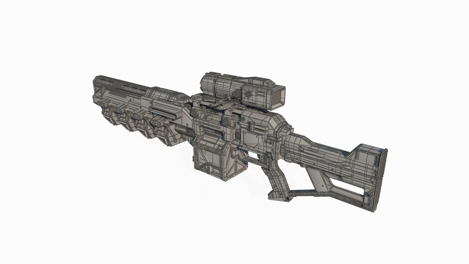 Future sci-fi weapon laser gun 3D model_6