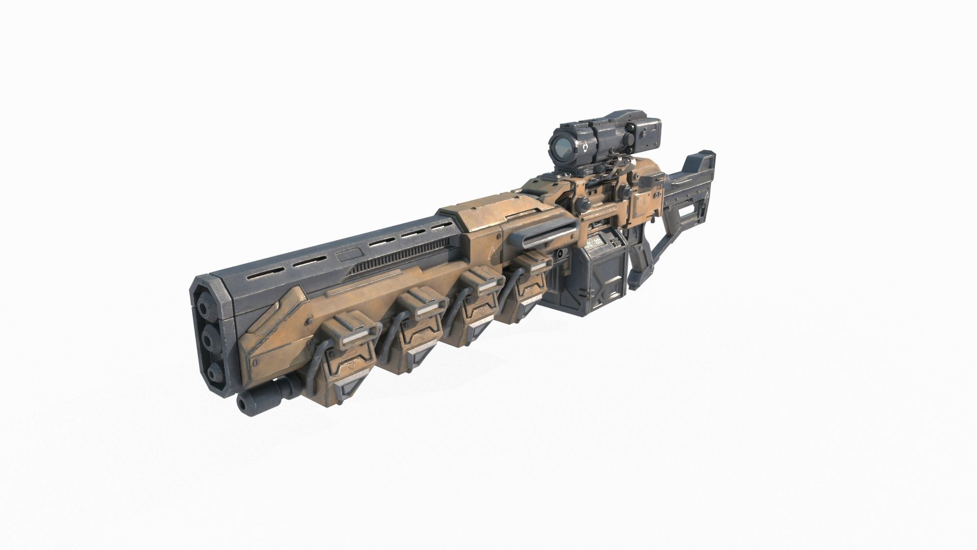 Future sci-fi weapon laser gun 3D model_4