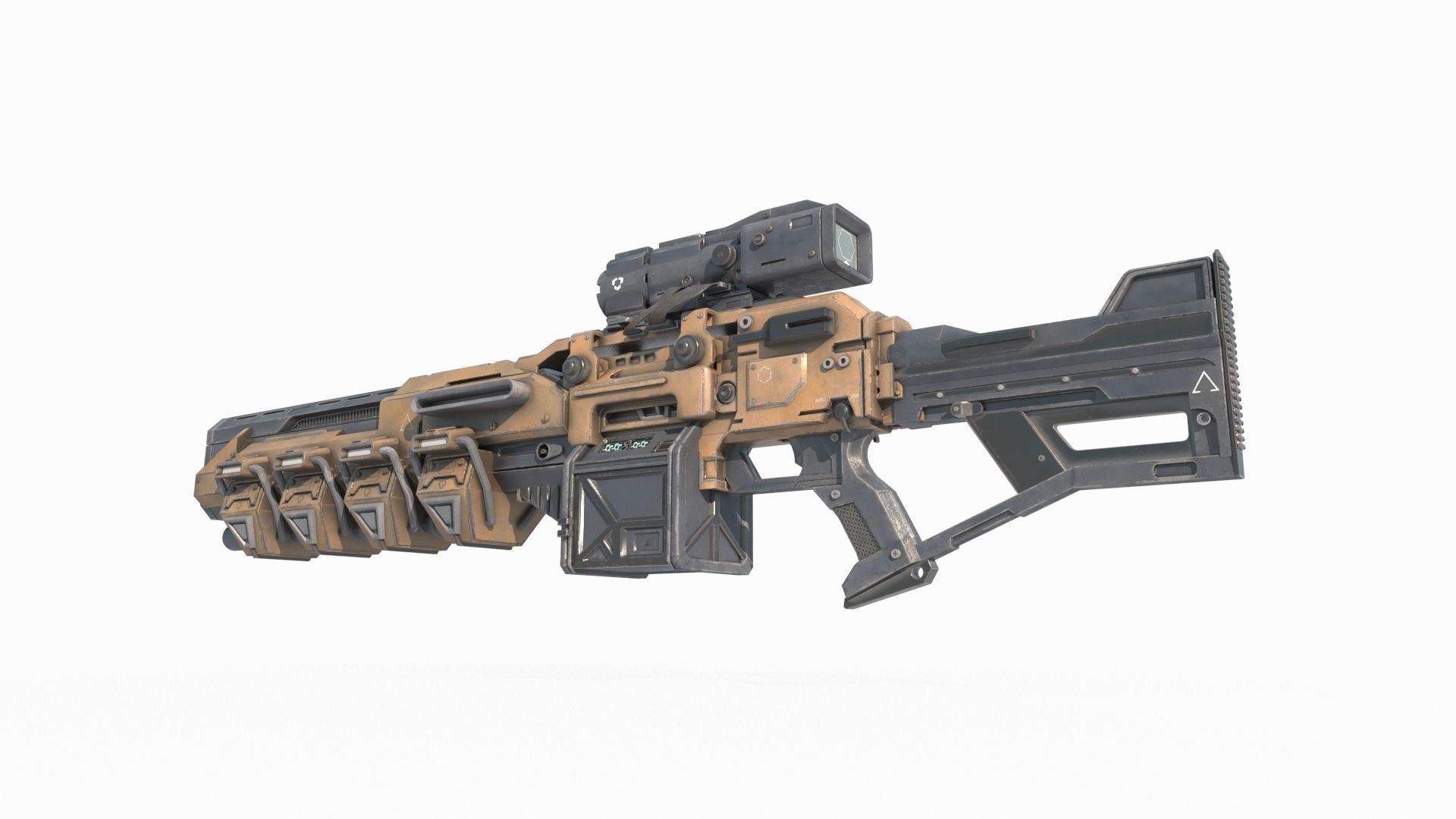 Future sci-fi weapon laser gun 3D model_3