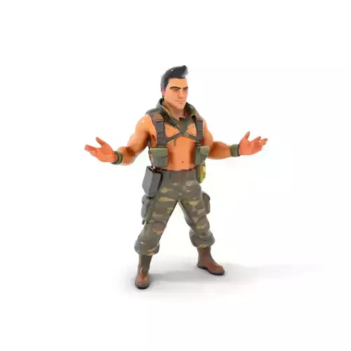 Military Commando Rigged and Animated Character Model Low-poly 3D model