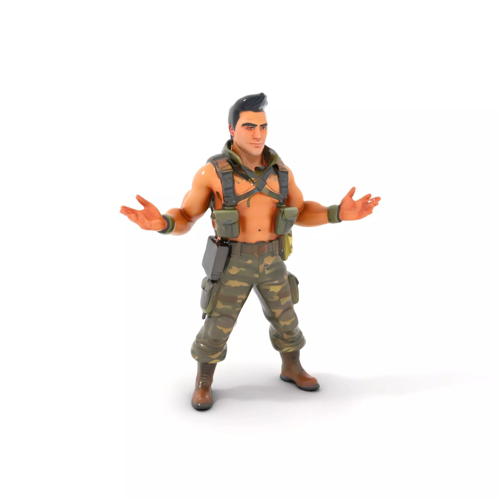 Military Commando Rigged and Animated Character Model Low-poly 3D model