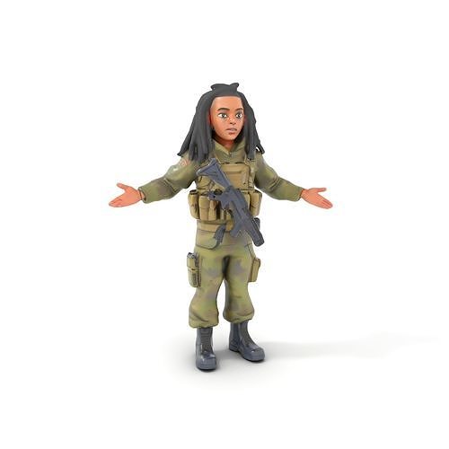 Young Soldier with Dreadlocks Fully Rigged and Animated D Cha... Low-poly 3D model