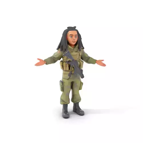 Young Soldier with Dreadlocks Fully Rigged and Animated D Character Model