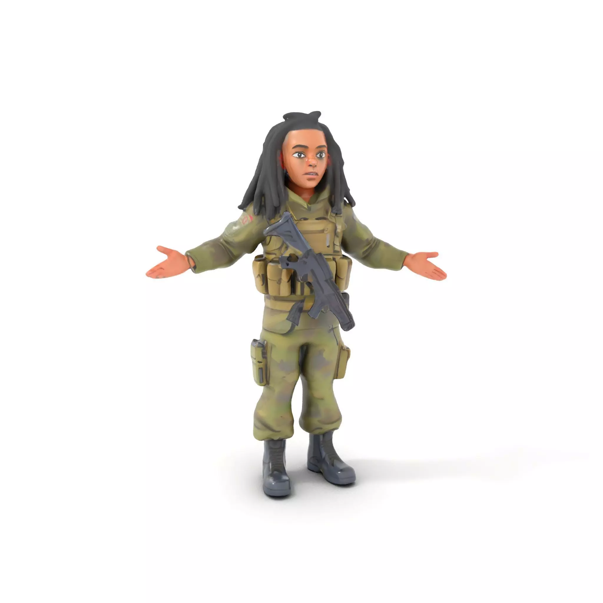 Young Soldier with Dreadlocks Fully Rigged and Animated D Cha... Low-poly 3D model
