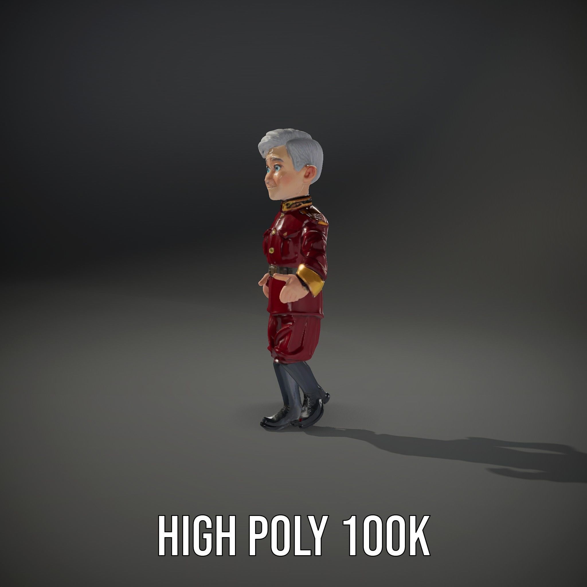 Charming Officer Character Model Rigged and Animated Low-poly 3D model_36