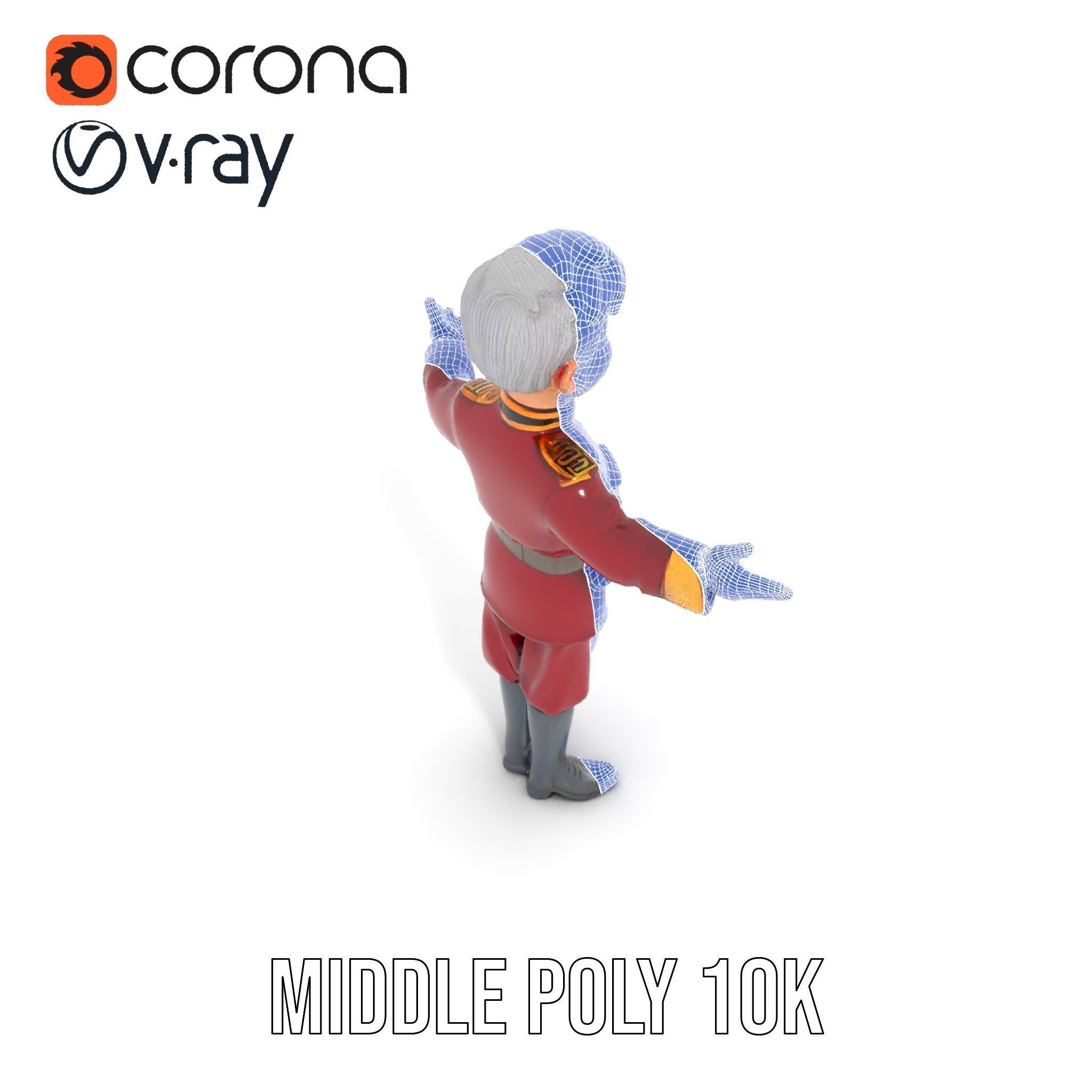 Charming Officer Character Model Rigged and Animated Low-poly 3D model_29