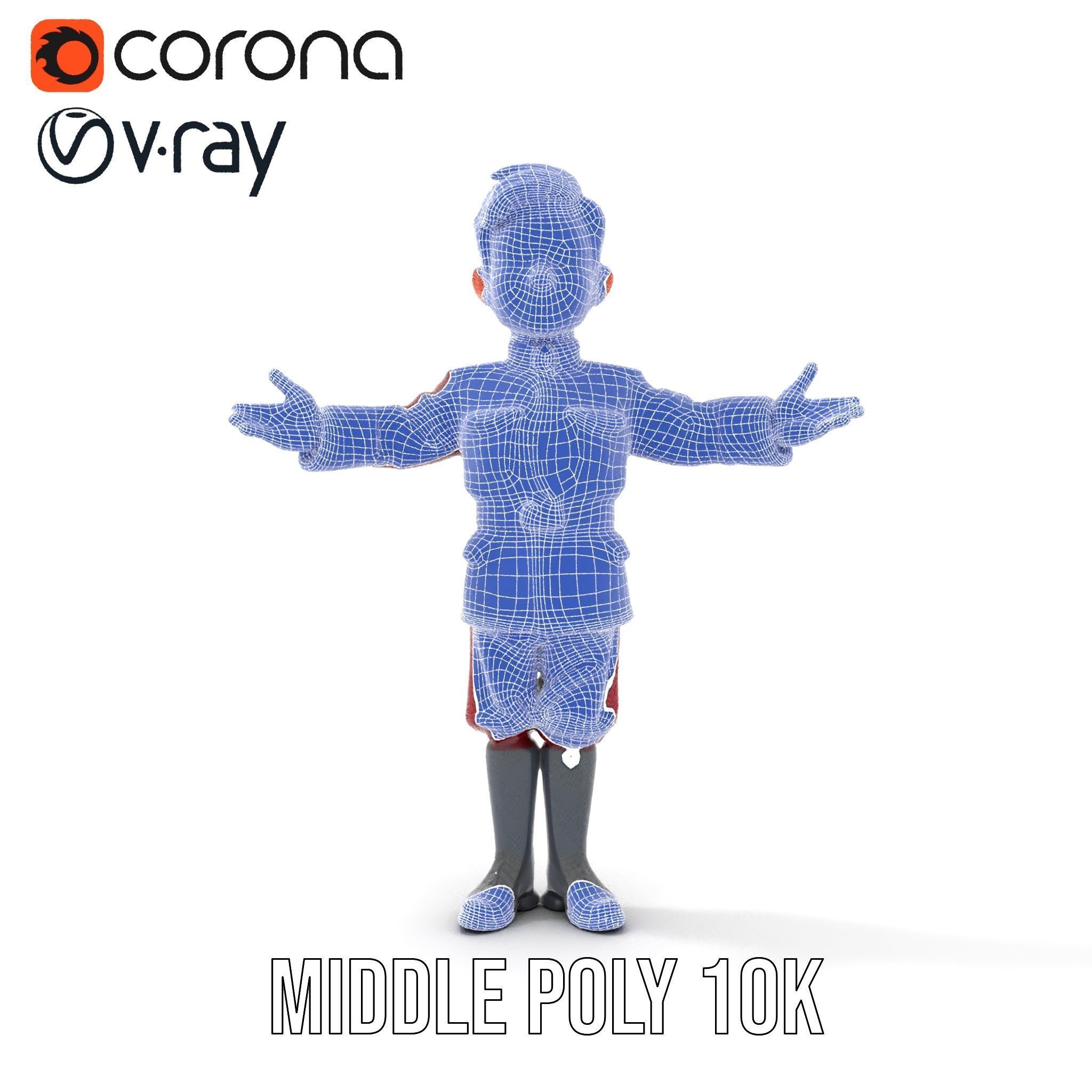 Charming Officer Character Model Rigged and Animated Low-poly 3D model_32