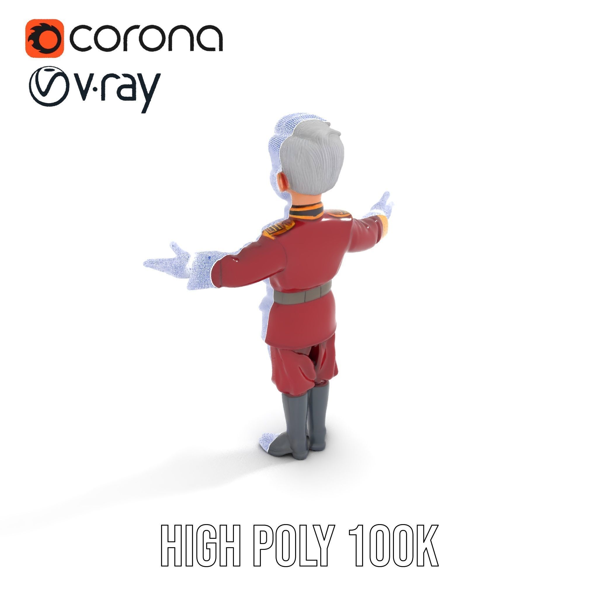 Charming Officer Character Model Rigged and Animated Low-poly 3D model_25