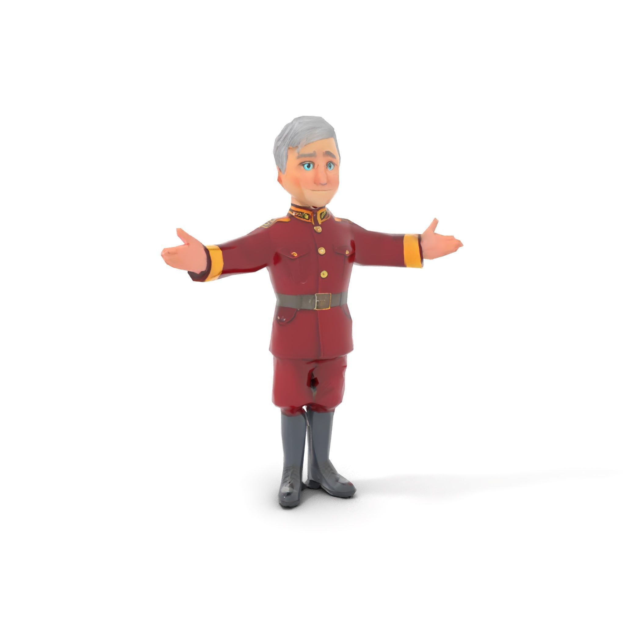 Charming Officer Character Model Rigged and Animated Low-poly 3D model_7