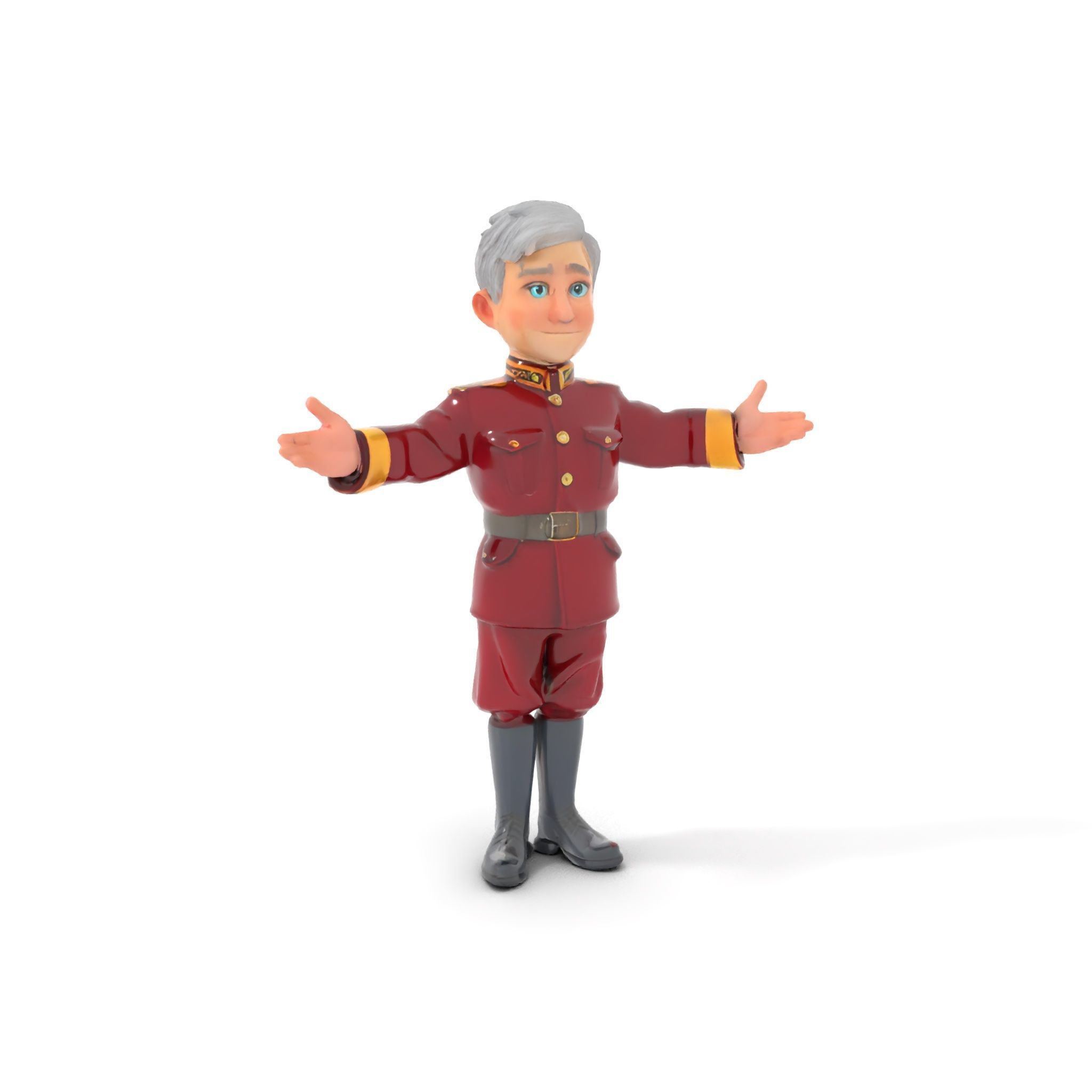 Charming Officer Character Model Rigged and Animated Low-poly 3D model_10