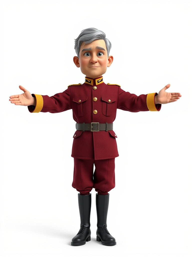 Charming Officer Character Model Rigged and Animated Low-poly 3D model_2