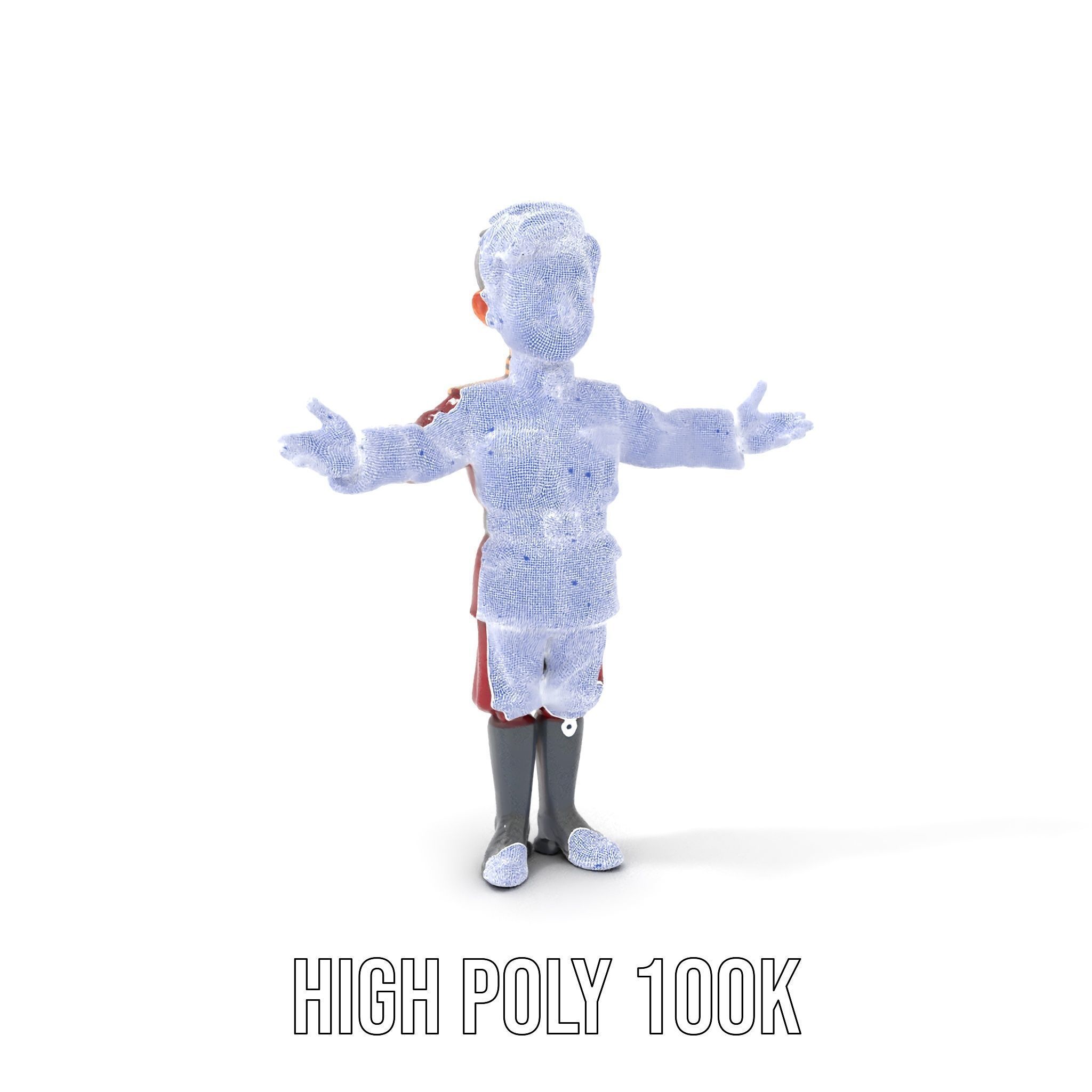 Charming Officer Character Model Rigged and Animated Low-poly 3D model_4