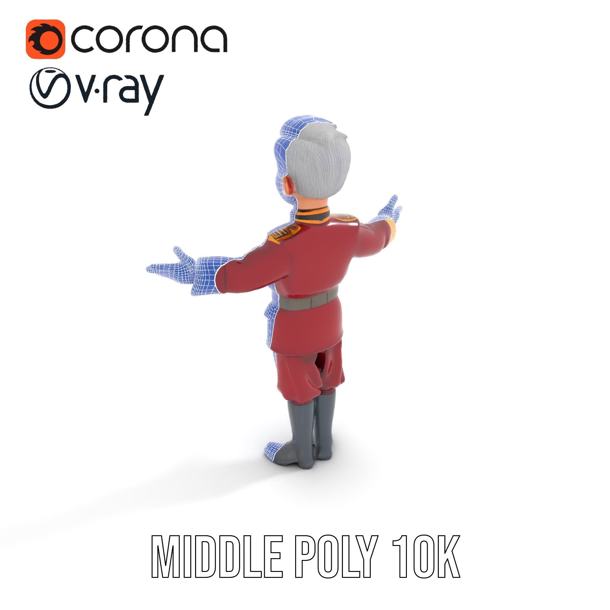 Charming Officer Character Model Rigged and Animated Low-poly 3D model_20