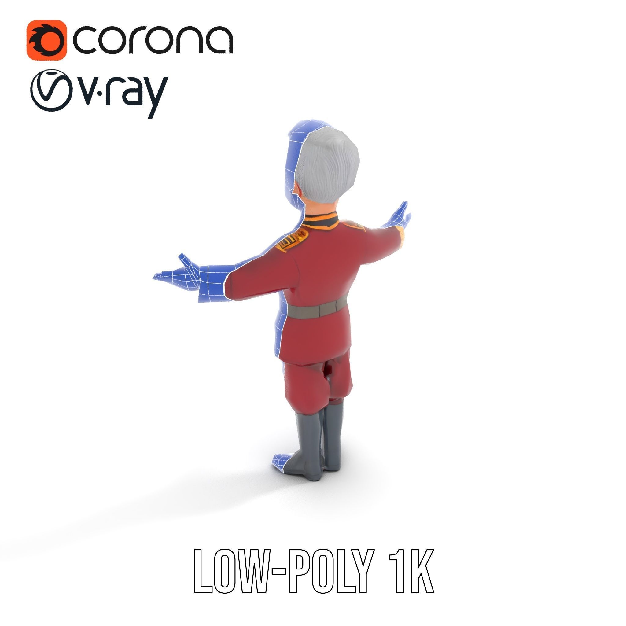 Charming Officer Character Model Rigged and Animated Low-poly 3D model_21