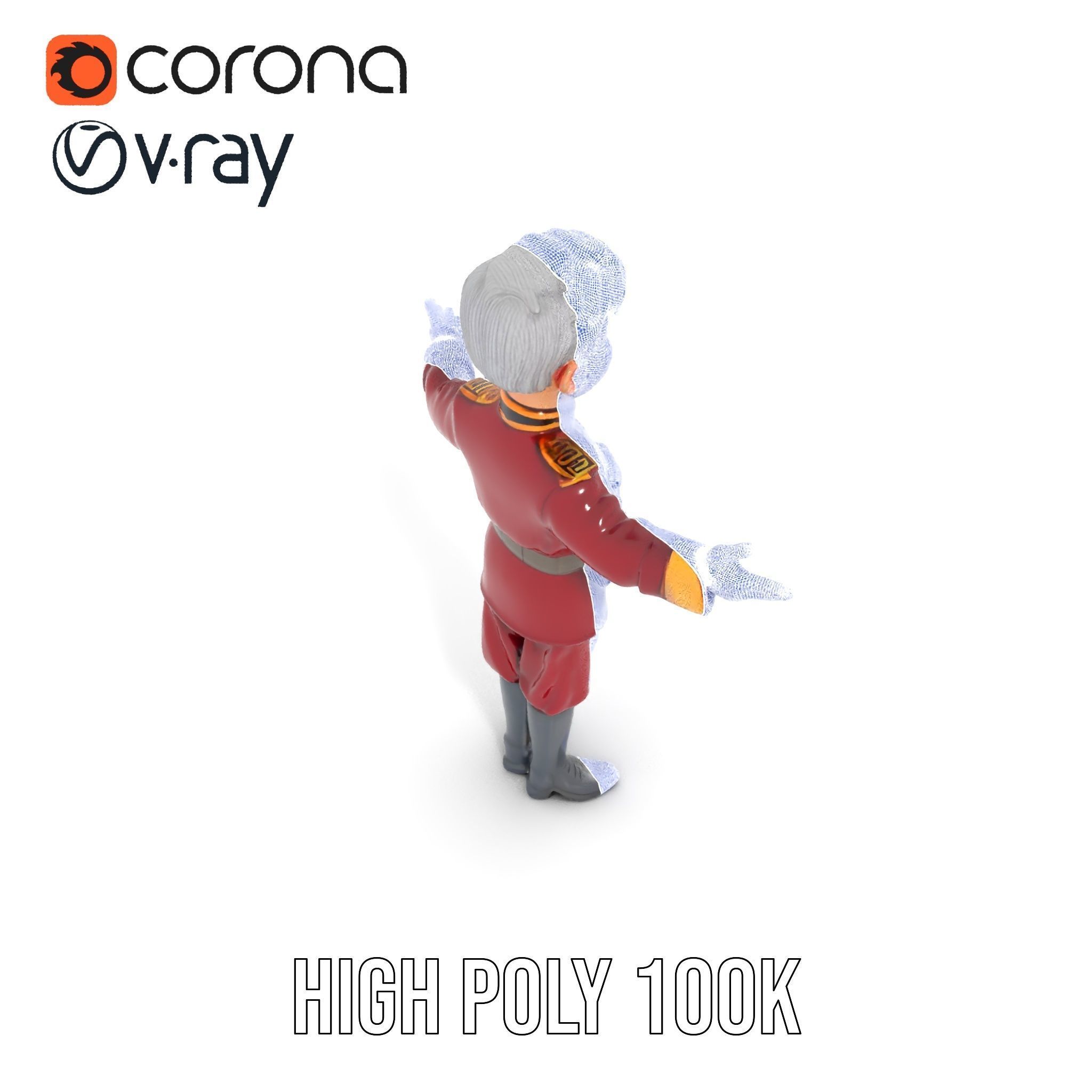 Charming Officer Character Model Rigged and Animated Low-poly 3D model_31