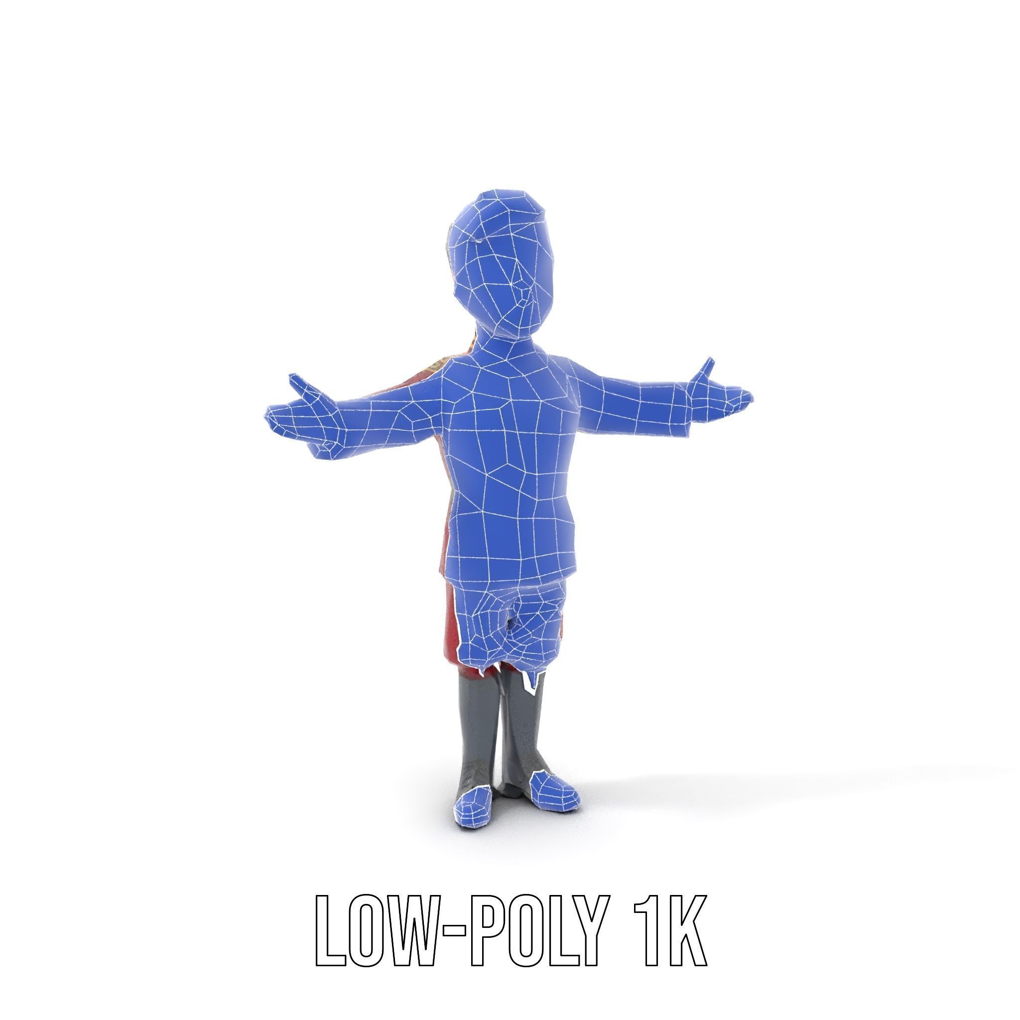 Charming Officer Character Model Rigged and Animated Low-poly 3D model_16