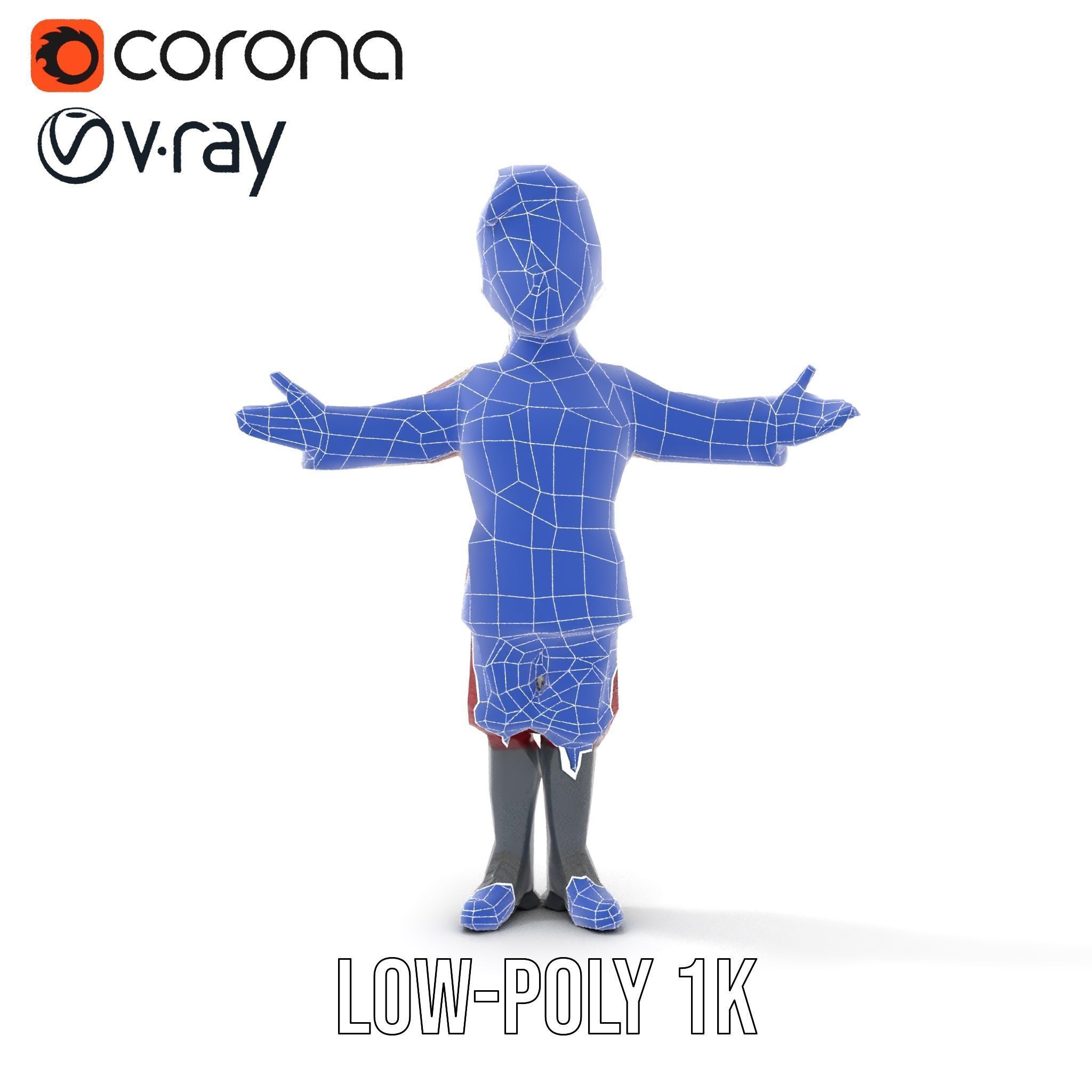 Charming Officer Character Model Rigged and Animated Low-poly 3D model_30