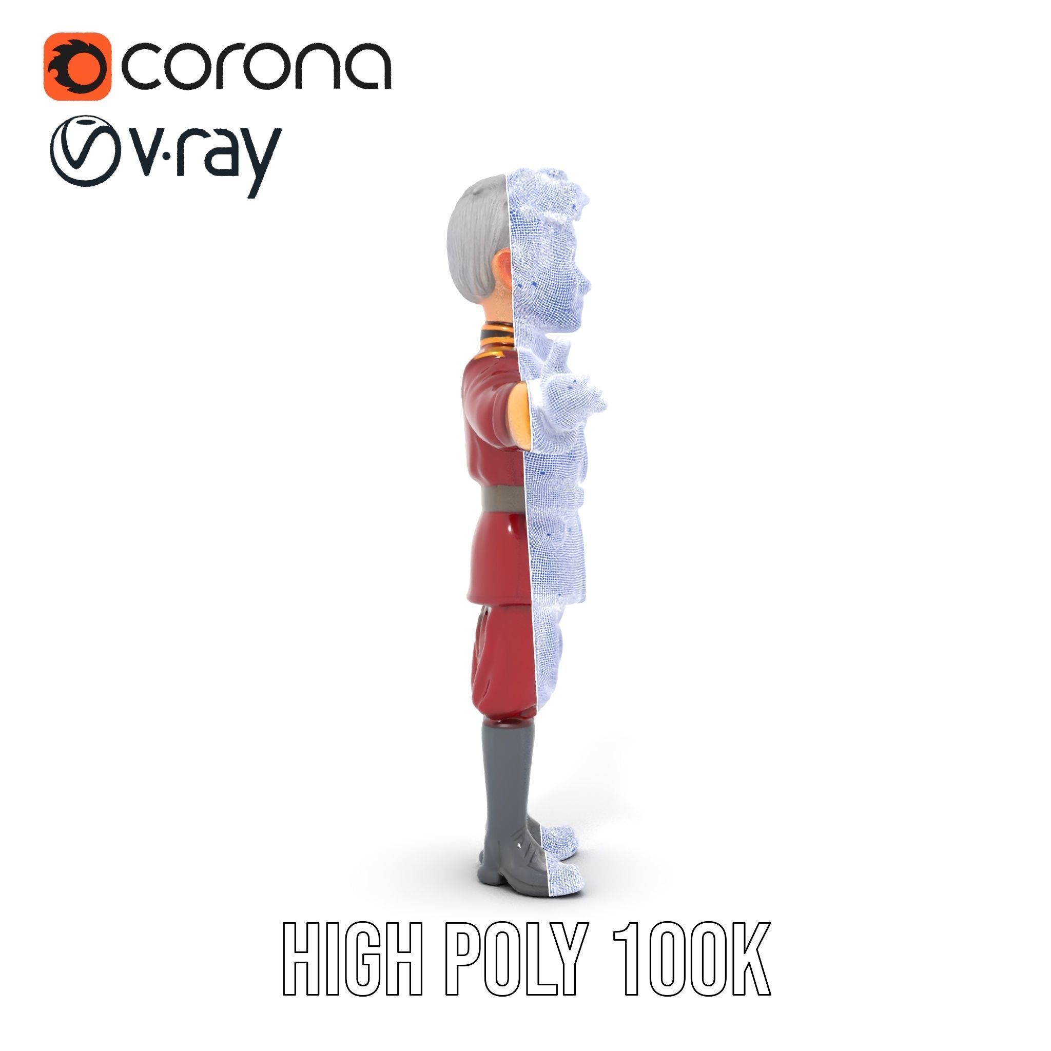 Charming Officer Character Model Rigged and Animated Low-poly 3D model_33