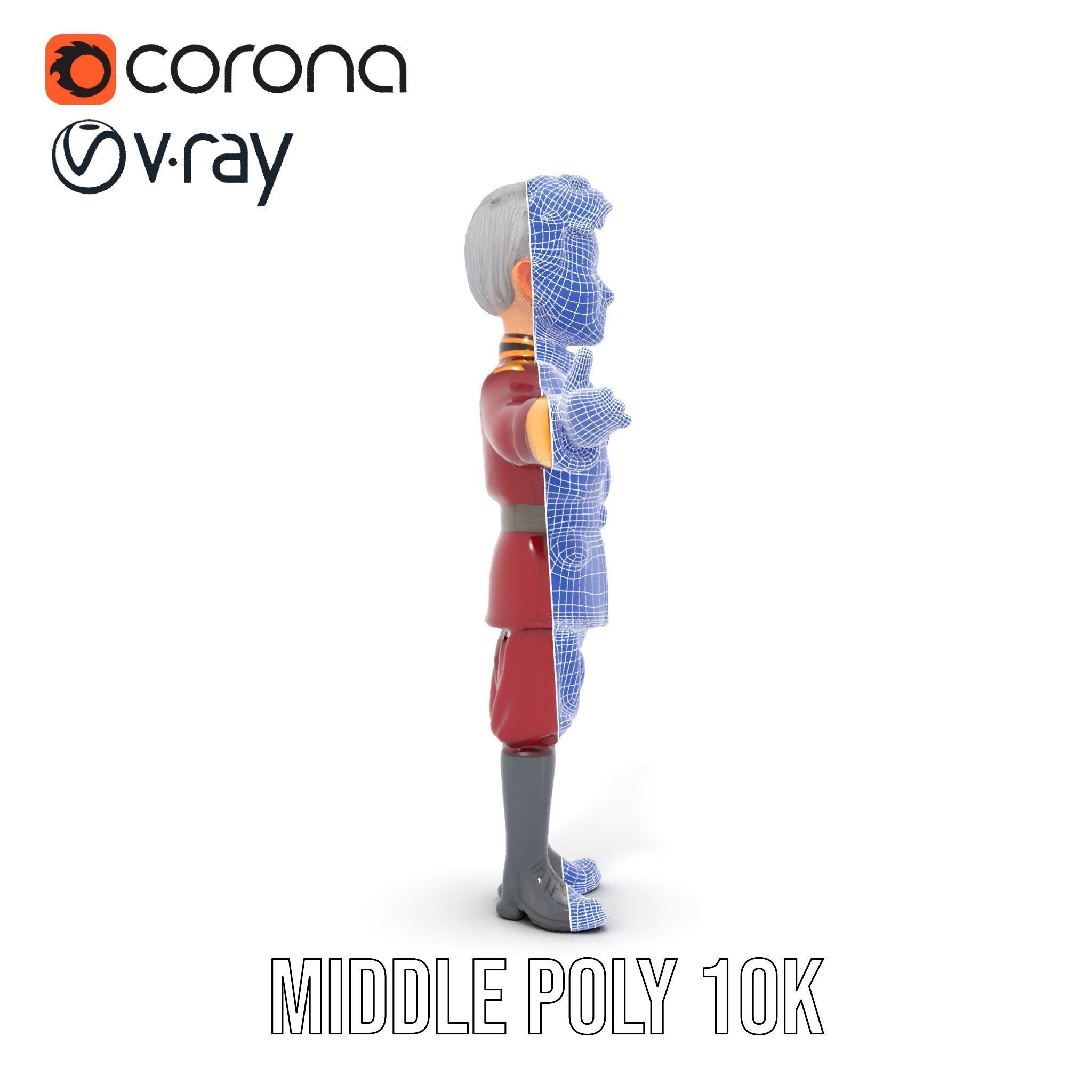 Charming Officer Character Model Rigged and Animated Low-poly 3D model_34