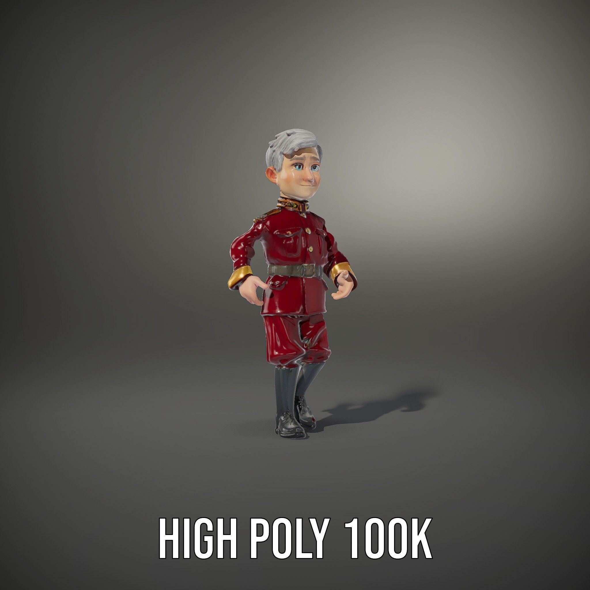 Charming Officer Character Model Rigged and Animated Low-poly 3D model_35